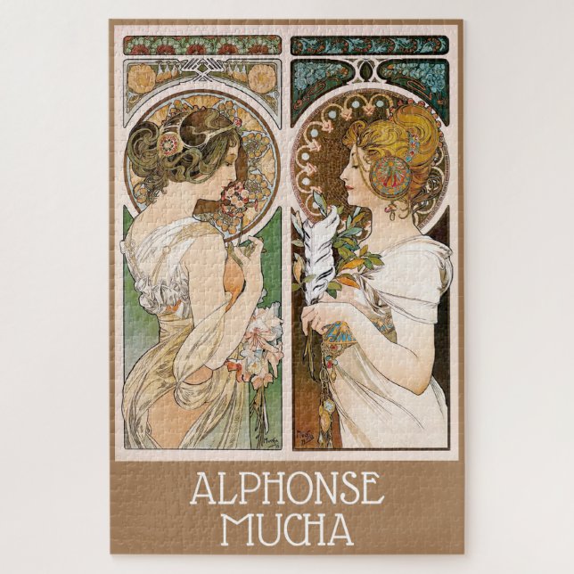 Primroses and Feather, Mucha Jigsaw Puzzle (Vertical)