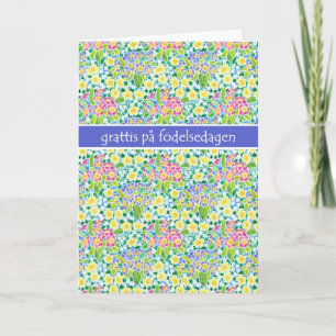 Primroses Birthday Card, Swedish Greeting Card