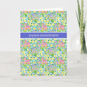 Primroses Carte d'anniversaire, Salutation françai
