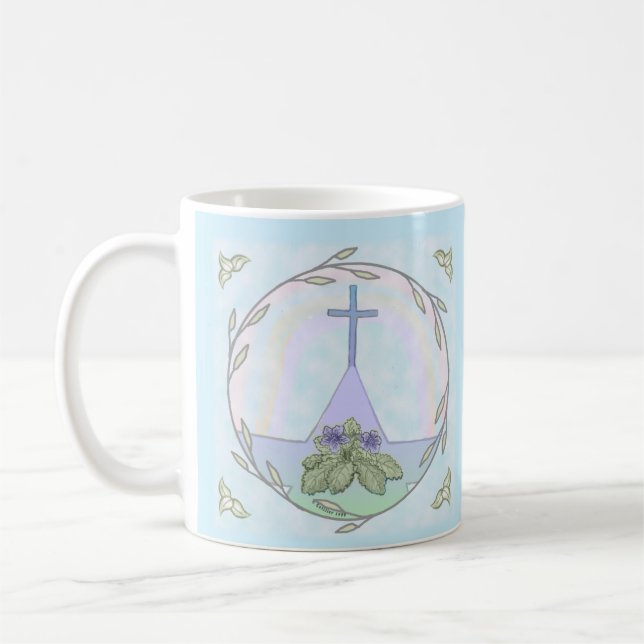 Primroses Christian Cross mug  (Left)