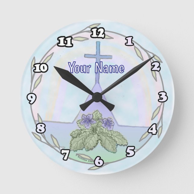 Primroses Croix chrétienne horloge (Recto)