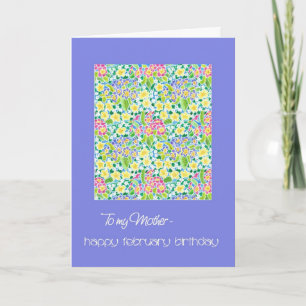Primroses February Birthday Card for Mother