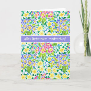Primroses Mother's Day Card, German Greeting Card