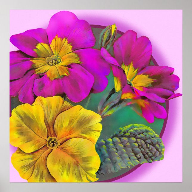 Primula fine art botanical poster print (Front)