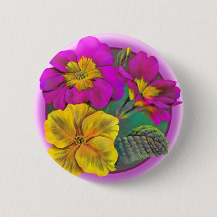 Primula fine art button/badge 2 inch round button