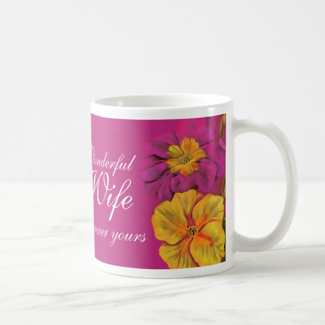 Primula floral art épouse merveilleuse mug mauve (Droite)