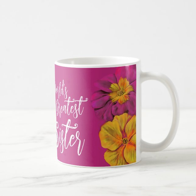 Primula floral World's Greatest Sister mauve mug (Right)