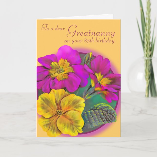 Primula grande nanny carte d'anniversaire fleurie  (Devant)