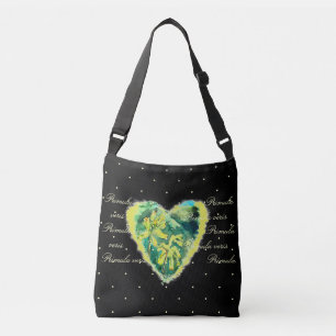 Primula Heart black yellow dot heart Crossbody Bag