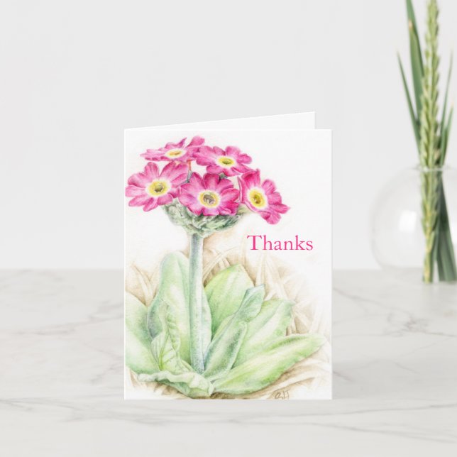 Primula primrose mariage carte de remerciements (Devant)