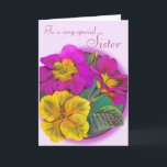 Primula sister floral birthday card<br><div class="desc">Personalise this fine art card for an extra special touch to suit your requirements. This pretty card reads: “To a very special Sister”.




com.au</div>