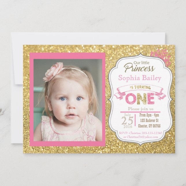 Prince 1er anniversaire Invitation féminine (Devant)