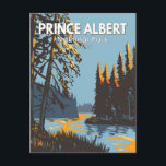 Prince Albert National Park Canada Travel Vintage Postcard<br><div class="desc">Prince Albert National Park vector art design. The Park is largely a woodland and lake area,  interlaced with streams and nature trails.</div>