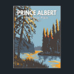 Prince Albert National Park Canada Travel Vintage Postcard<br><div class="desc">Prince Albert National Park vector art design. The Park is largely a woodland and lake area,  interlaced with streams and nature trails.</div>