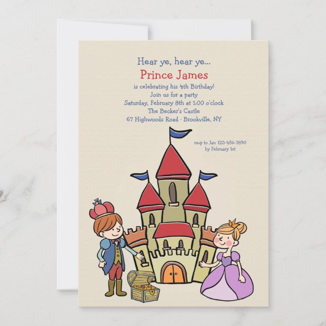 Prince and Castle Invitation (Front)
