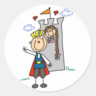 Prince and Girl in Tower Tshirts and Gifts Classic Round Sticker
