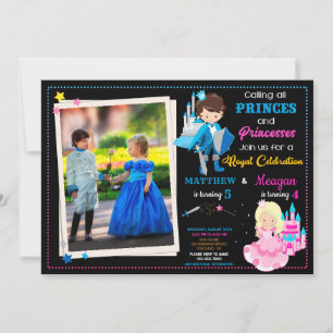Prince and Princess birthday invitation with photo