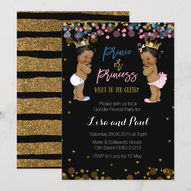Prince and princess Gender Reveal invitation (Front/Back)