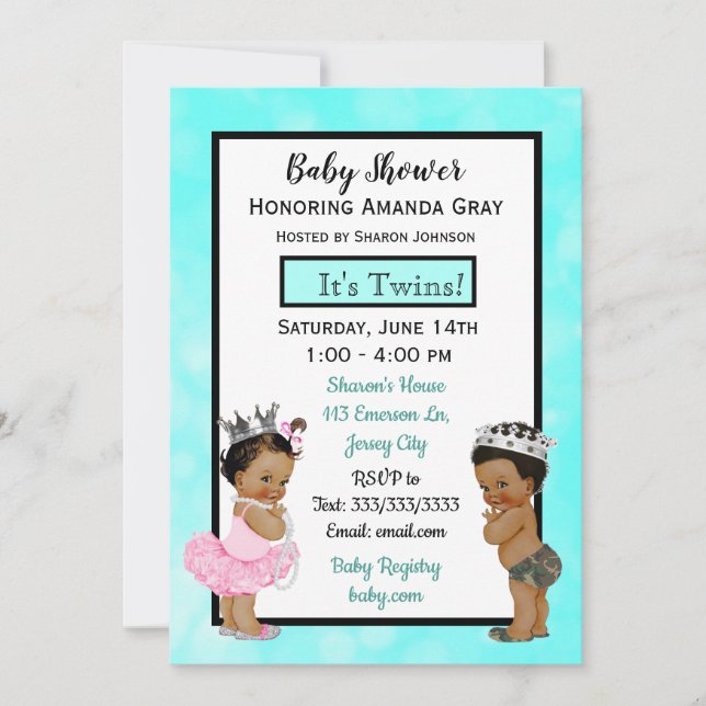 Prince and Princess Twins Baby Shower Invitation (Front)