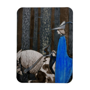 Prince and Tomten Ride Through the Woods Magnet
