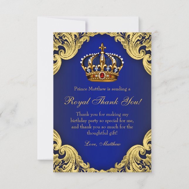 Prince Anniversaire Fête Merci Cartes Royale Couro (Devant)
