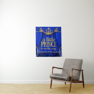 Prince Baby Boy Shower Banner Backdrops Tapestry