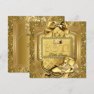 Prince Baby Shower Baby Boy Elite Damask Gold Invitation