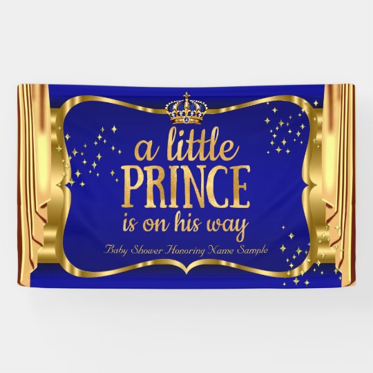 Prince Baby Shower Blue Gold Crown Drapes Banner Zazzle Ca
