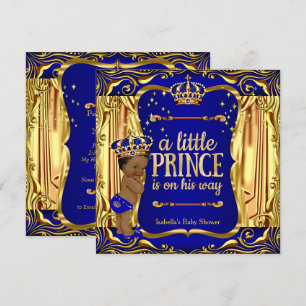 Prince Baby shower Blue Gold Ethnic Boy Invitation