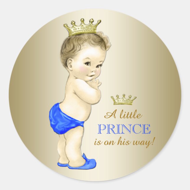 Prince Baby Shower Classic Round Sticker (Front)