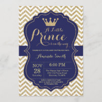 Prince Baby Shower Invitation Navy and Gold
