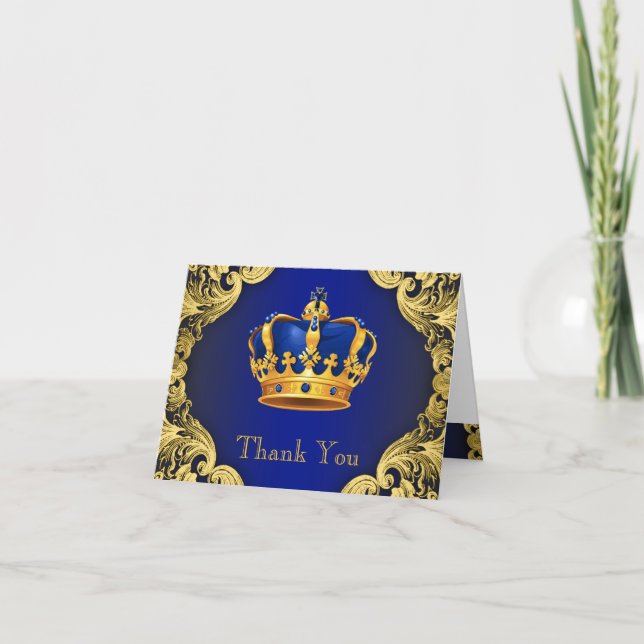 Prince Baby shower Merci Cartes (Devant)