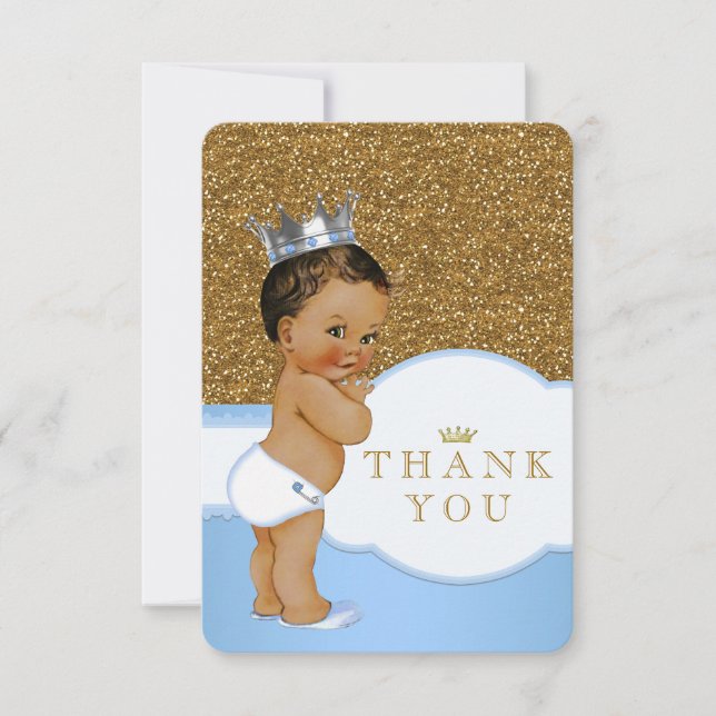 Prince Baby shower Merci Cartes (Devant)