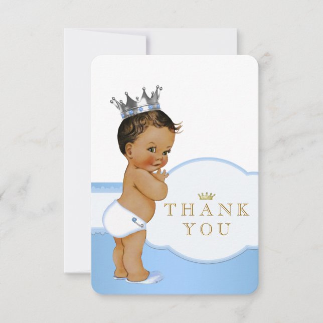 Prince Baby shower Merci Cartes (Devant)