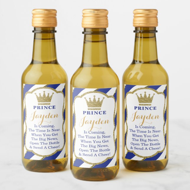 Prince Baby Shower Mini Wine Bottle Labels (Bottles)