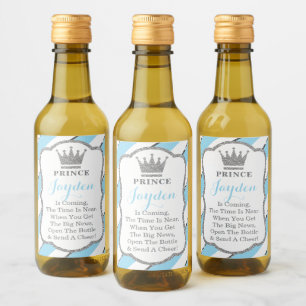 Prince Baby Shower Mini Wine Bottle Labels