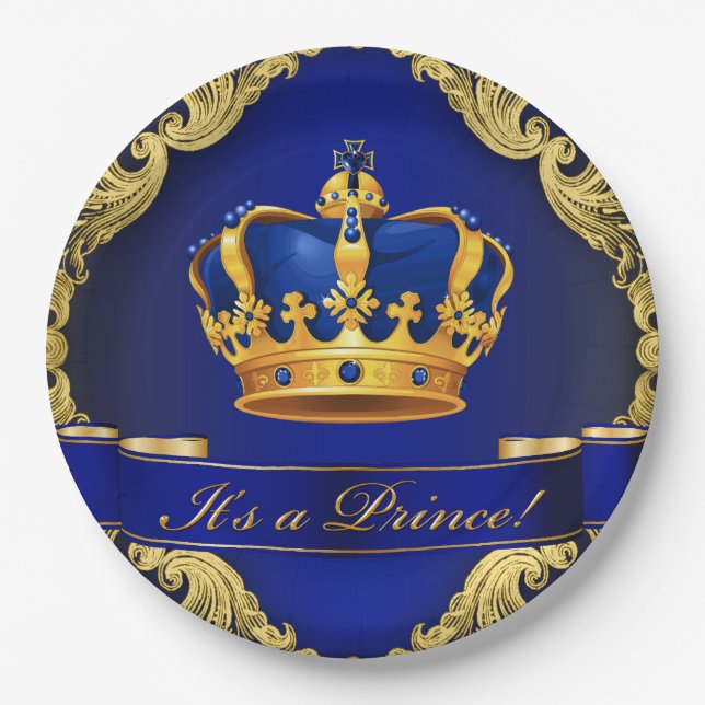 Prince Baby Shower Paper Plates (Front)