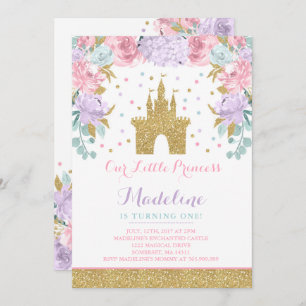 Prince Birthday Invitation Gold princesse Catle
