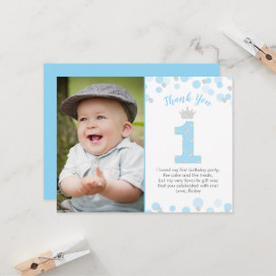 Prince Blue Silver 1er Carte de remerciements anni