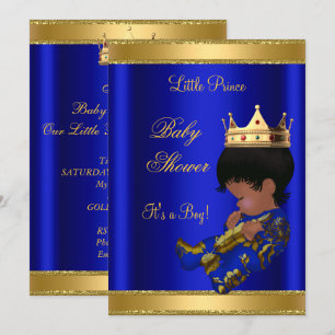 Prince Boy Baby Shower Blue Ethnic Invitation