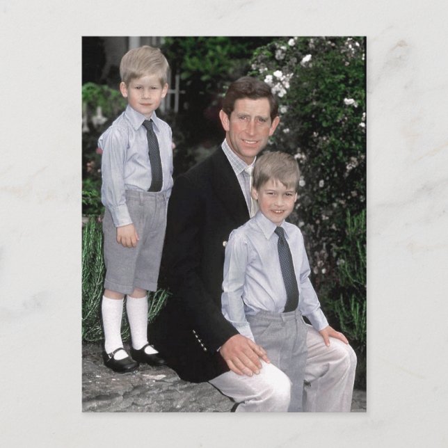 Prince Charles with young sons Postcard (Front)