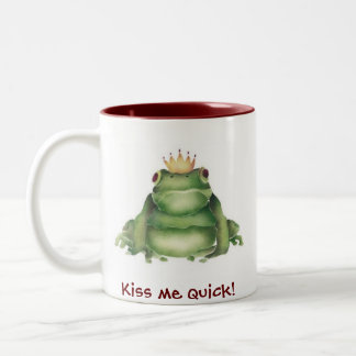 Prince Charming Frog, Kiss me quick! Two-Tone Coffee Mug
