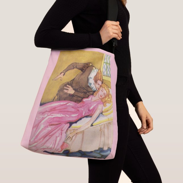 Prince Charming kissing Sleeping Beauty Crossbody Bag (Close Up)