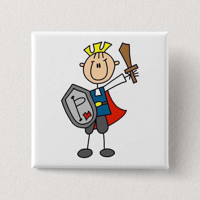 Prince Charming With Sword 2 Inch Square Button (Front)
