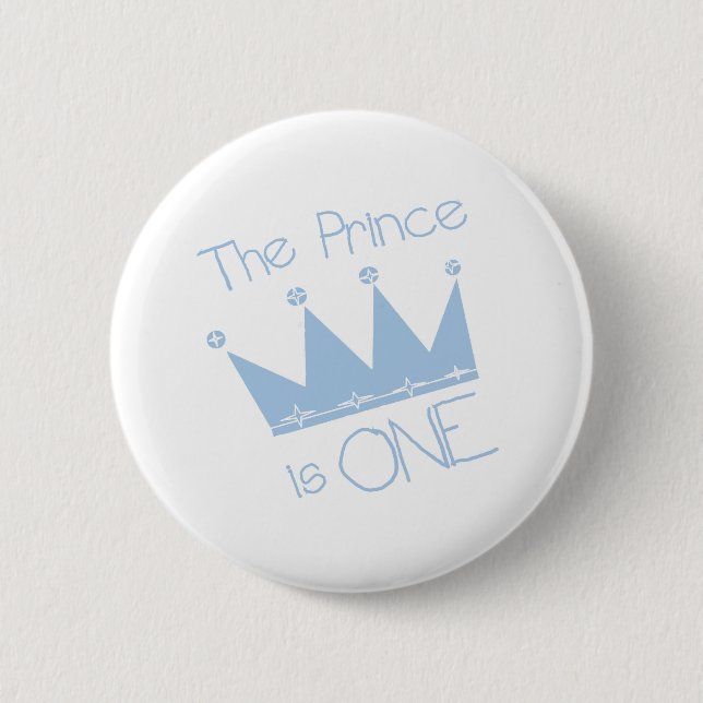 Prince Crown 1st Birthday 2 Inch Round Button (Front)