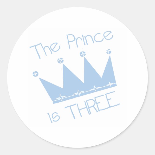 Prince Crown 3rd Birthday Classic Round Sticker (Front)