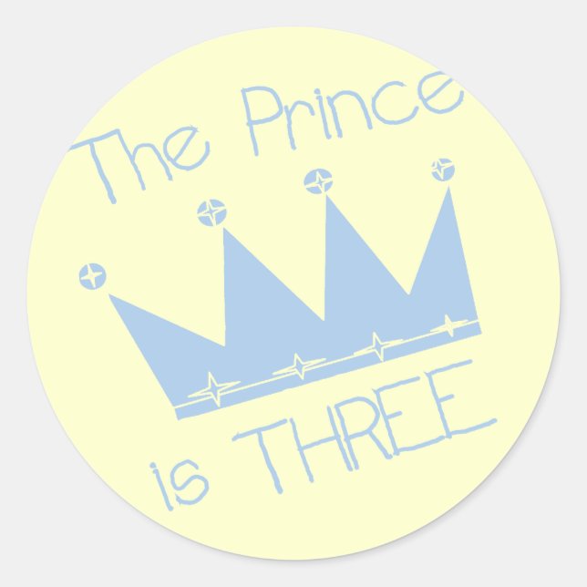 Prince Crown 3rd Birthday Tshirts and Gifts Classic Round Sticker (Front)