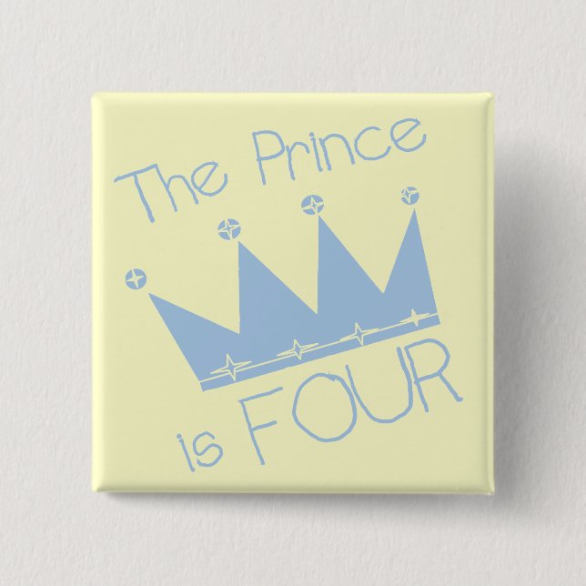 Prince Crown 4th Birthday Tshirts and Gifts 2 Inch Square Button (Front)
