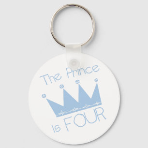 Prince Crown 4th Birthday Tshirts and Gifts Keychain