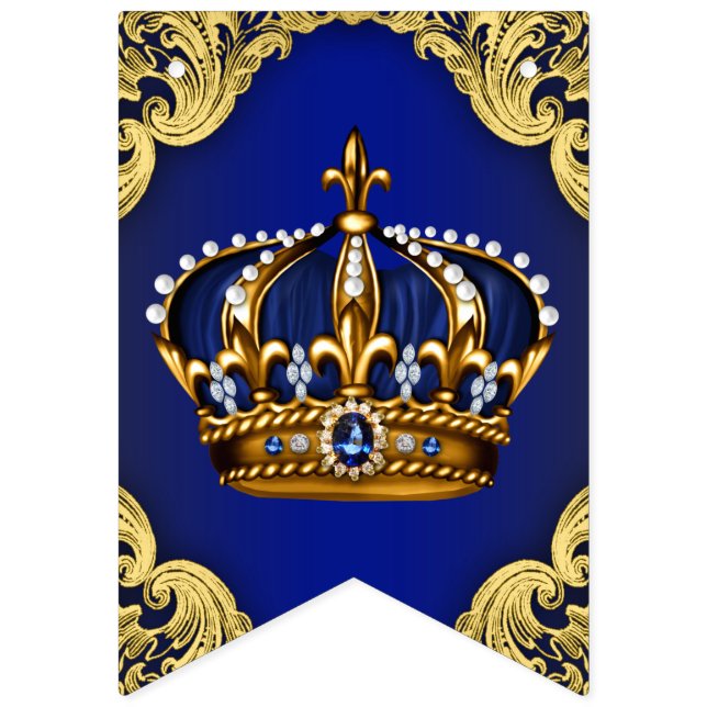 Prince Crown Baby Shower Bunting Flags (First Flag)